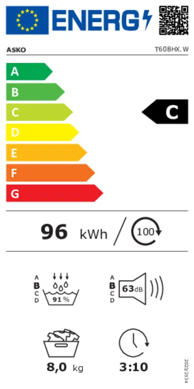 Asko T608HX.W energielabel