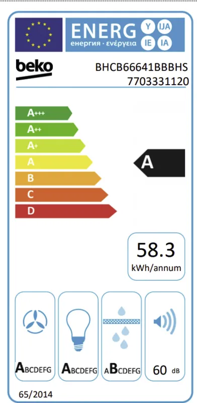 Beko BHCB66641BBBHS energielabel
