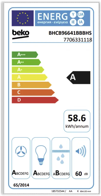 Beko BHCB96641BBBHS energielabel