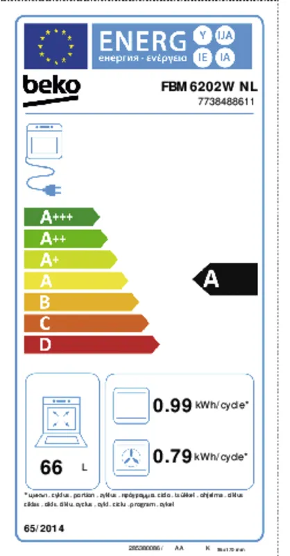 Beko FBM6202W NL energielabel