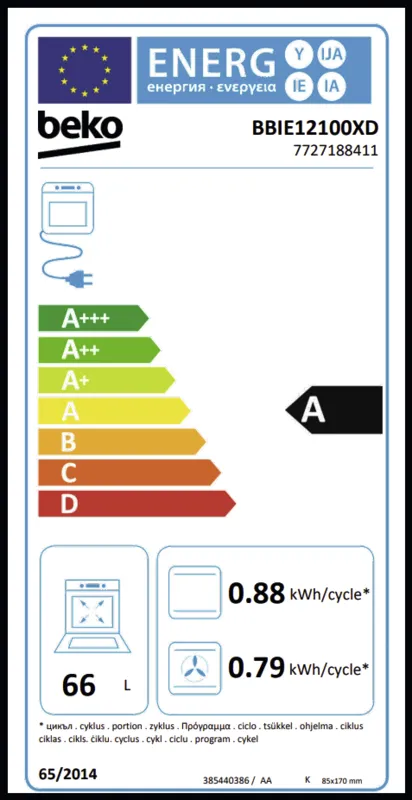 Beko BBIE12100XD energielabel