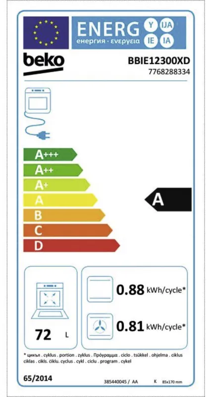 Beko BBIE12300XD energielabel