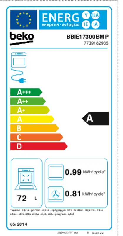 Beko BBIE17300BMP energielabel