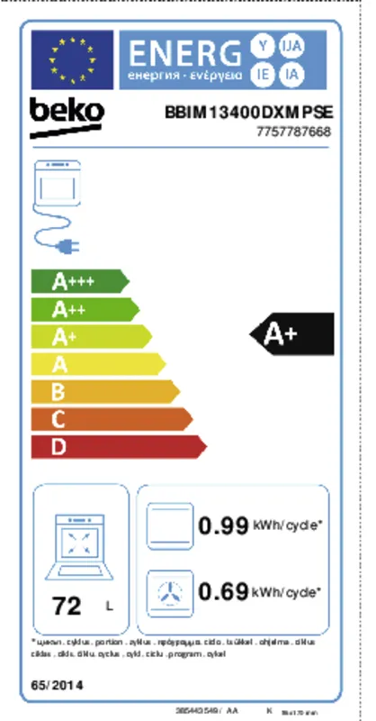 Beko BBIM13400DXMPSE energielabel