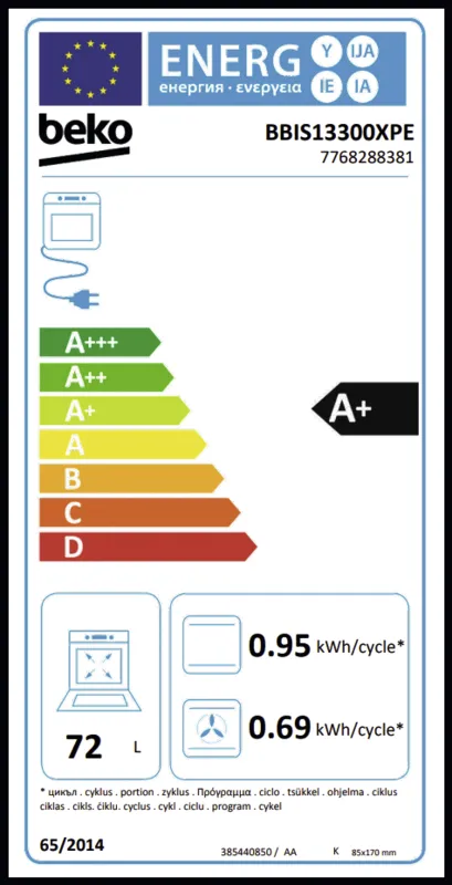 Beko BBIS13300XPE energielabel