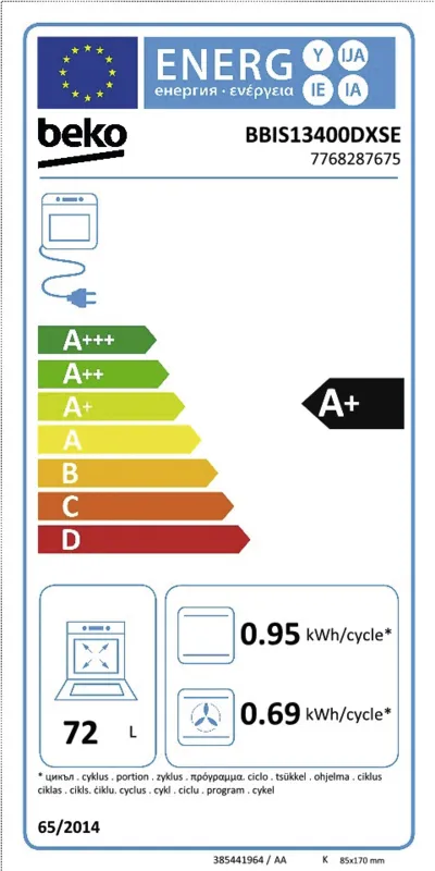 Beko BBIS13400DXSE energielabel