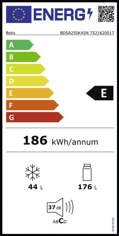 Beko BDSA250K4SN energielabel