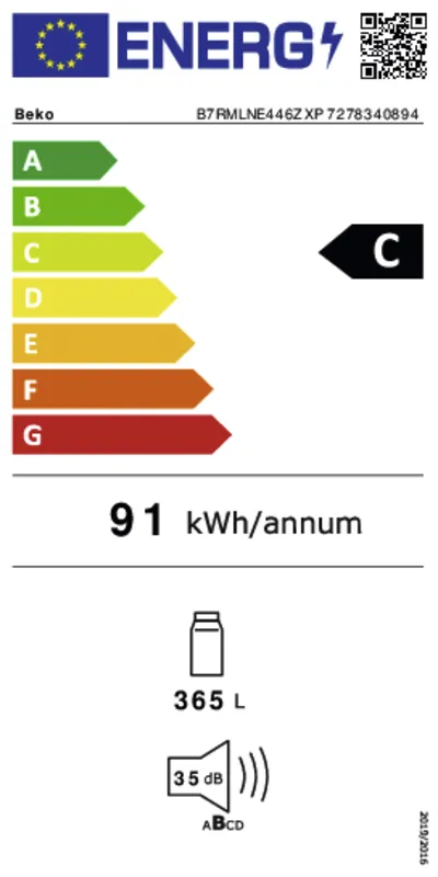 Beko B7RMLNE446ZXP energielabel