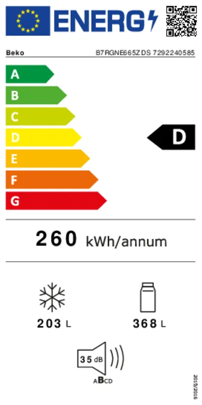 Beko B7RGNE665ZDS energielabel