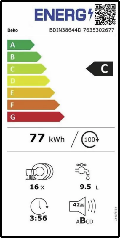 Beko BDIN38644D energielabel