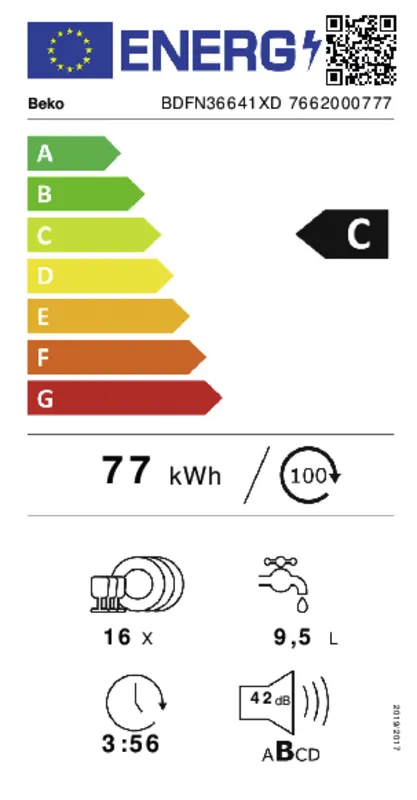 Beko BDFN36641XD energielabel
