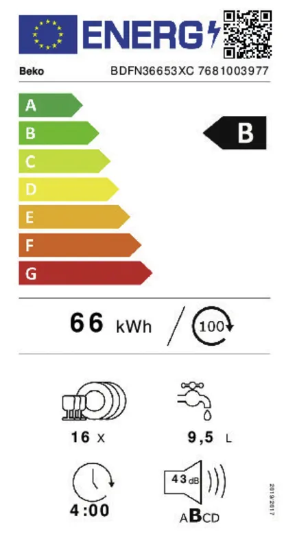 Beko BDFN36653XC energielabel