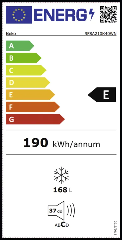 Beko RFSA210K40WN energielabel