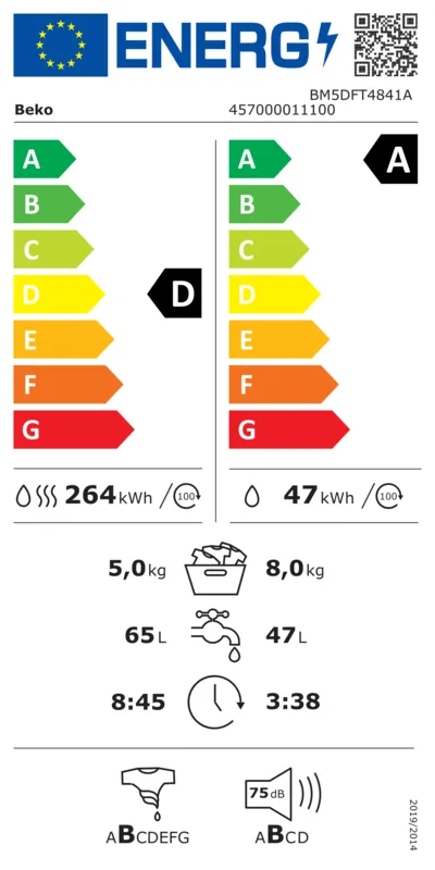 Beko BM5DFT4841A energielabel