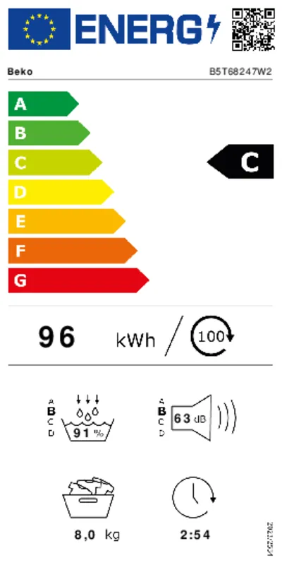 Beko B5T68247W2 energielabel