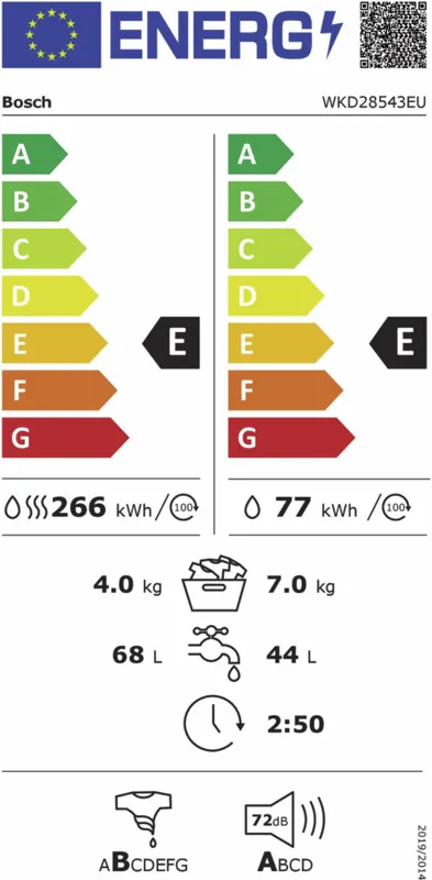 Bosch WKD28543EU energielabel