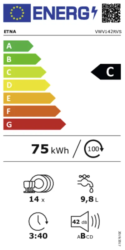 Etna VWV142RVS energielabel