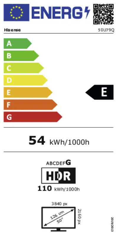 Hisense 50U79Q energielabel