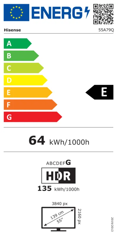 Hisense 55A79Q energielabel