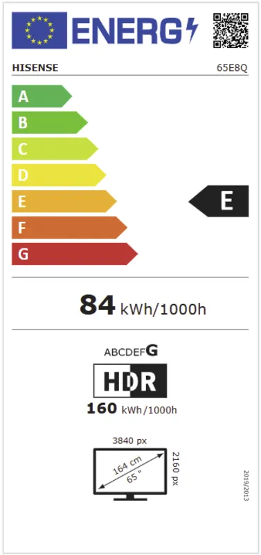 Hisense 65E8Q energielabel