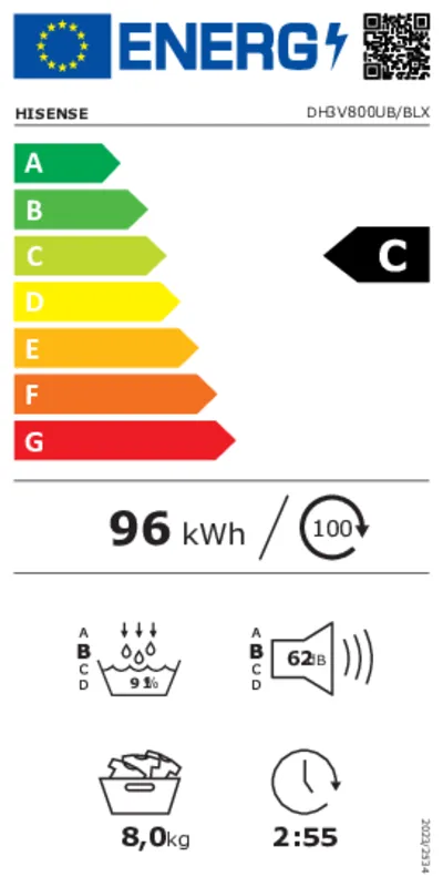 Hisense DH3V800UB/BLX energielabel