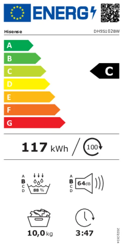 Hisense DH5S102BW energielabel