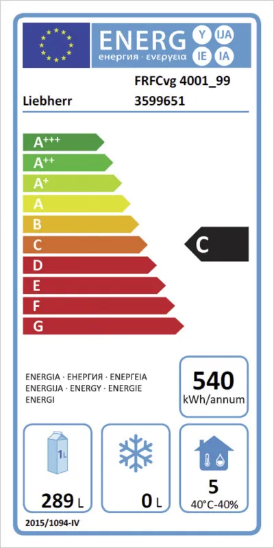 Liebherr FRFCvg 4001-20 energielabel