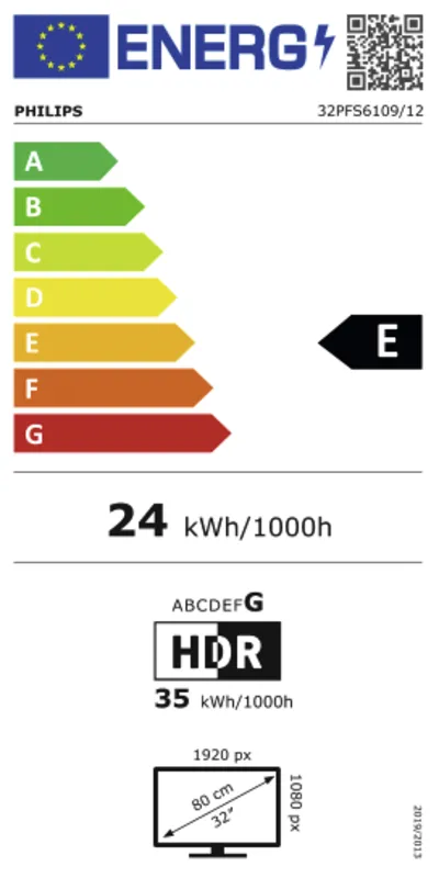 Philips 32PFS6109/12 energielabel