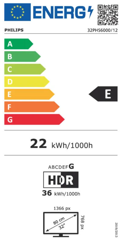 Philips 32PHS6000/12 energielabel