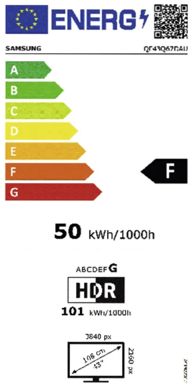 Samsung QE43Q67DAUXXN energielabel