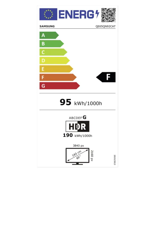 Samsung QE65QN92CATXXN energielabel
