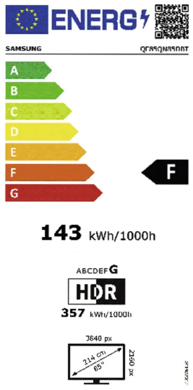 Samsung QE85QN85DBTXXN energielabel