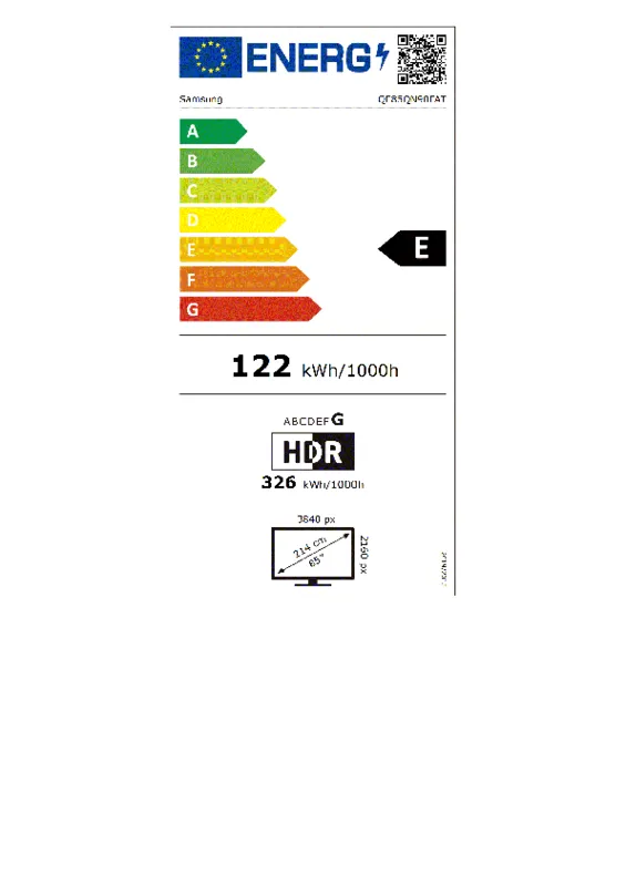 Samsung QE85QN90FATXXN energielabel