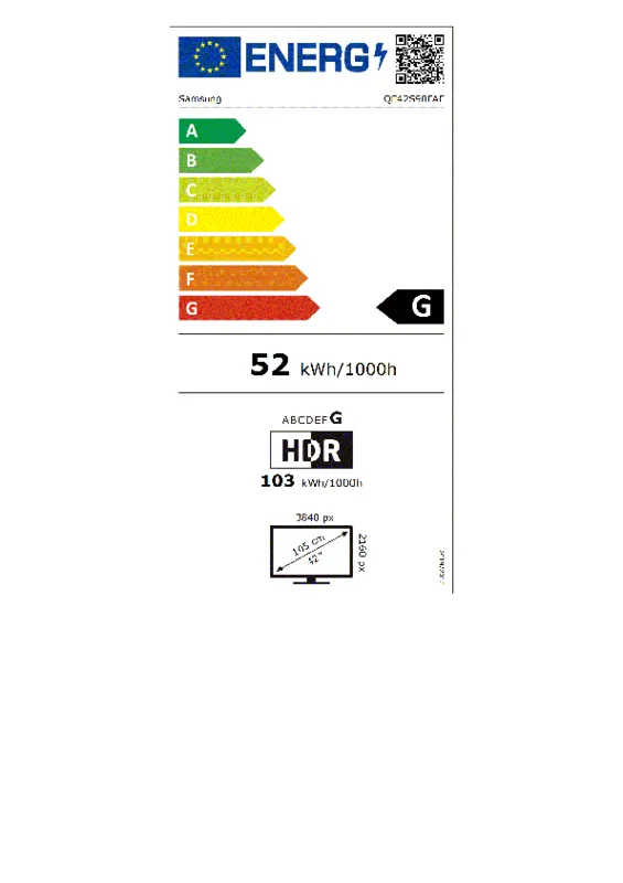 Samsung QE42S92FAEXXN energielabel