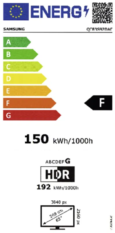 Samsung QE83S92DAEXXN energielabel