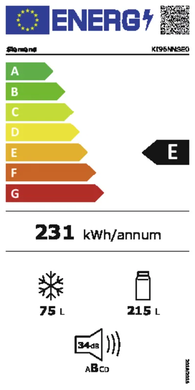 Siemens KI96NNSE0 energielabel
