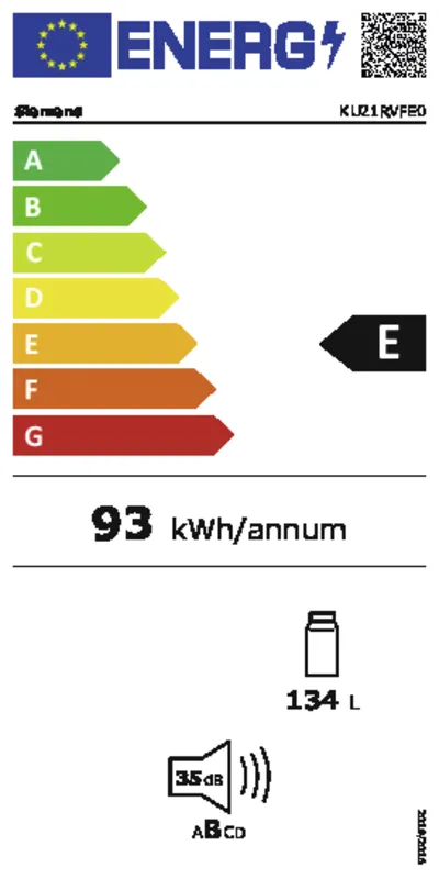 Siemens KU21RVFE0 energielabel