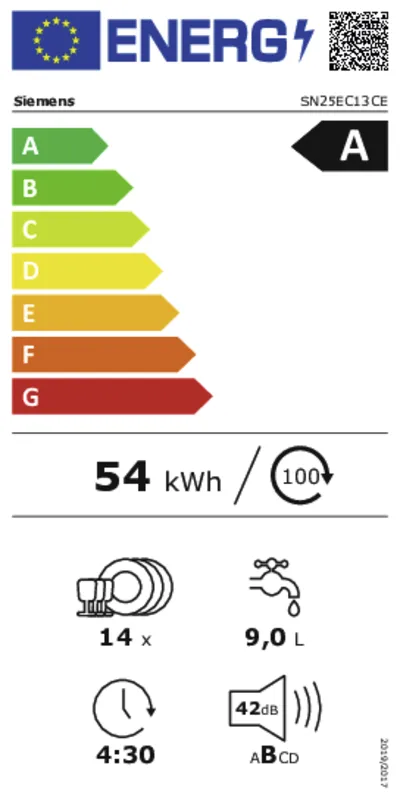Siemens SN25EC13CE energielabel