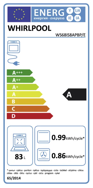 Whirlpool WS68IS8APBP/E energielabel