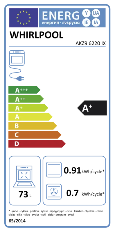 Whirlpool AKZ9 6220 IX energielabel