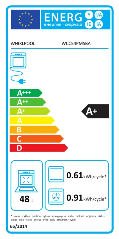 Whirlpool WCC54PMSBA energielabel