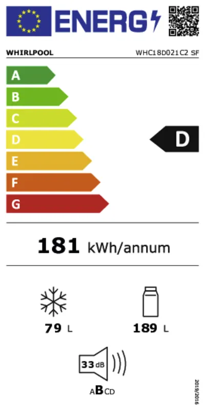 Whirlpool WHC18D021C2 SF energielabel