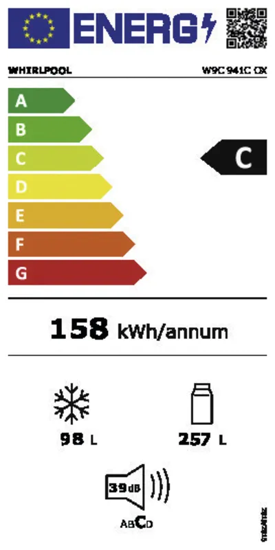 Whirlpool W9C 941C OX energielabel