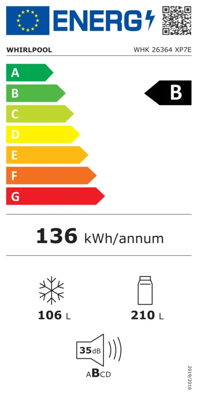 Whirlpool WHK 26364 XP7E energielabel