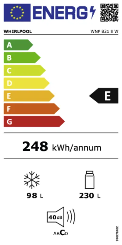Whirlpool WNF 821 E W energielabel