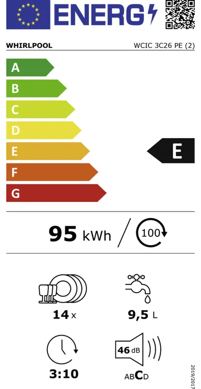 Whirlpool WCIC 3C26 PE energielabel