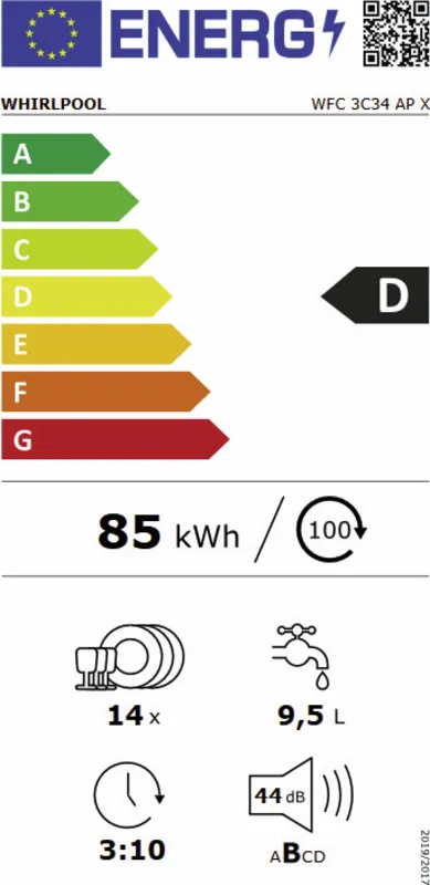 Whirlpool WFC 3C34 AP X energielabel
