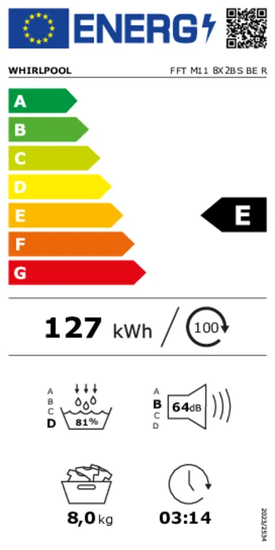 Whirlpool FFT M11 8X2BS BE R energielabel