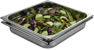 A9OBGC23 Set van 2 RVS stoomschalen waarvan 1 geperforeerd