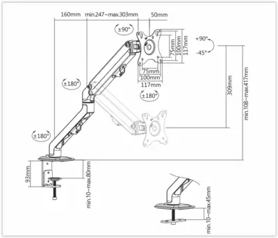 FPMA-D650BLACK flatscreen bureausteun (11 - 42 cm)